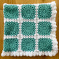Large Green & White Squares Handmade Blanket