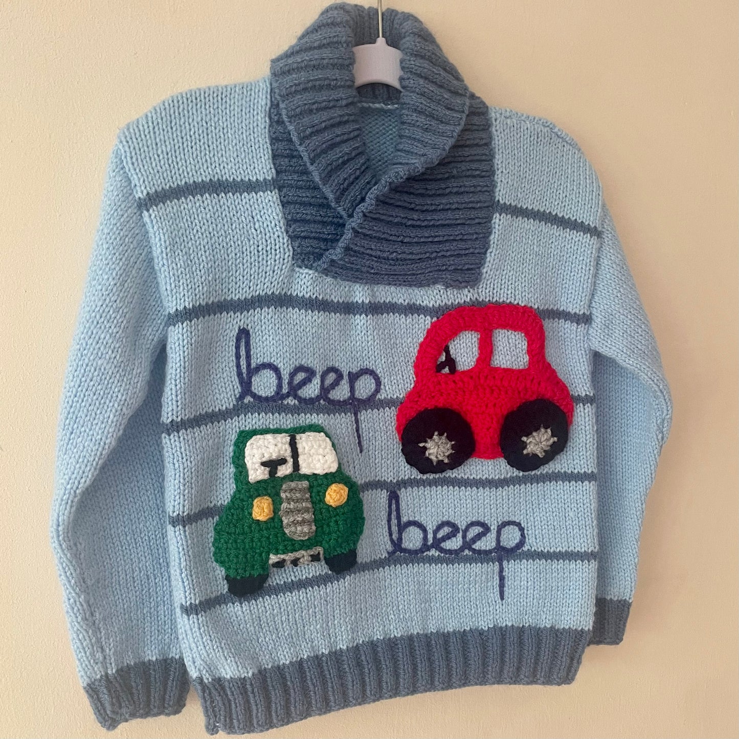 "Beep Beep" Handmade Jumper Size Approx 3-4 Years