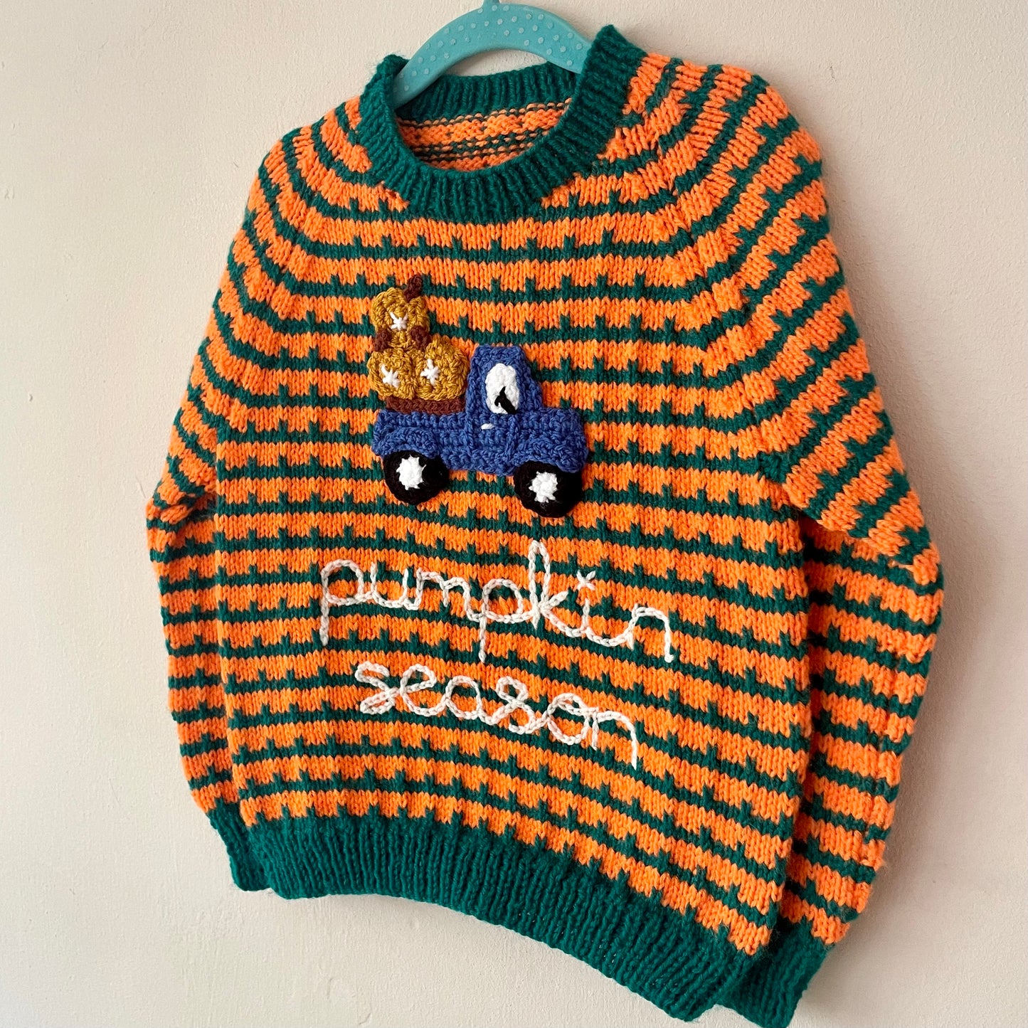 "Pumpkin Season" Handmade Jumper Size Approx 3-4 Years