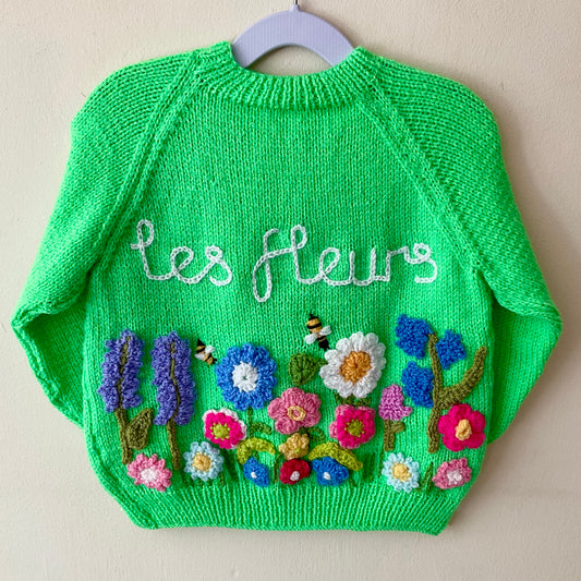 “Les Fleurs” Handmade Cardigan Size Approx 3-4 Years