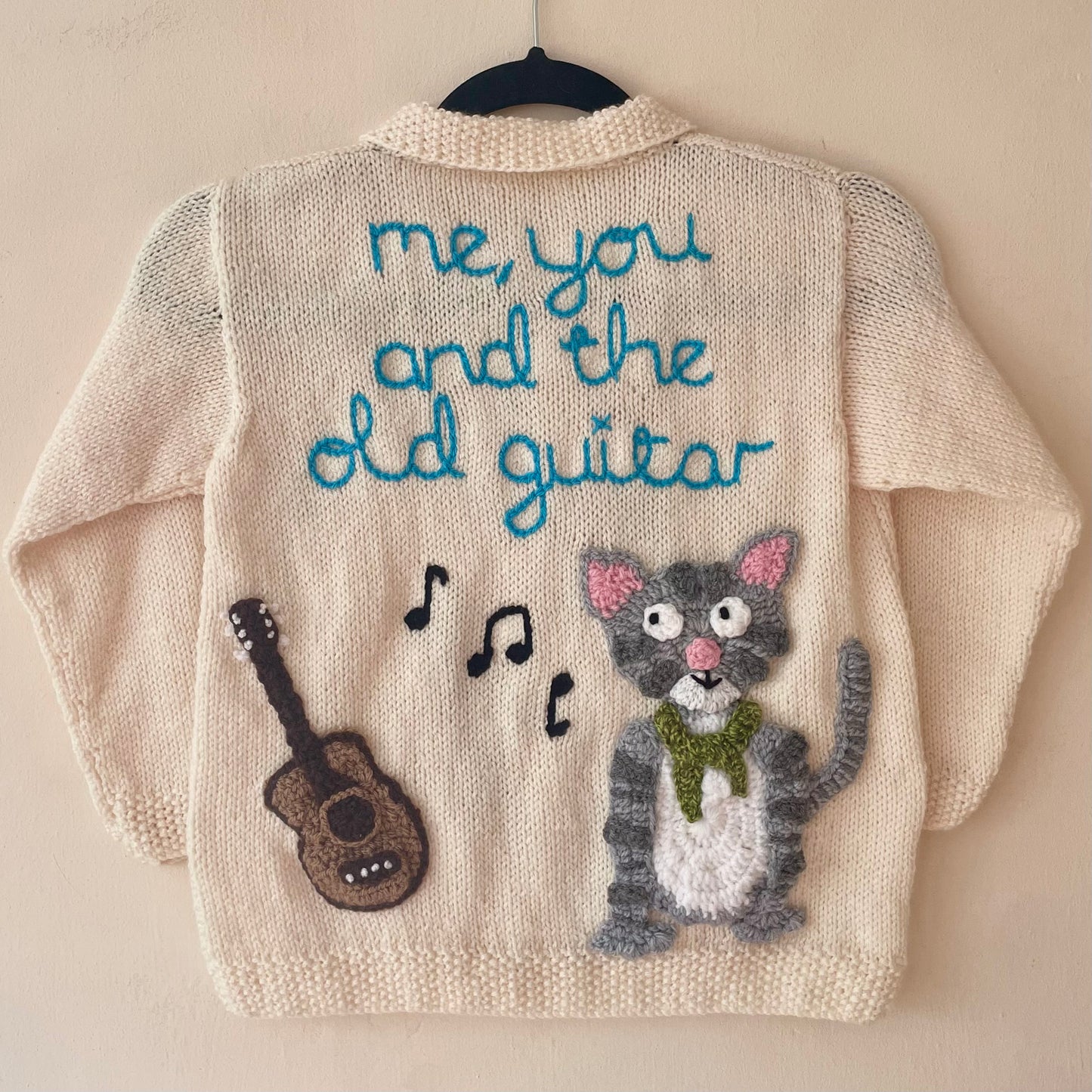 "Me, You and the Old Guitar” Handmade Cardigan Size Approx 5-7 Years