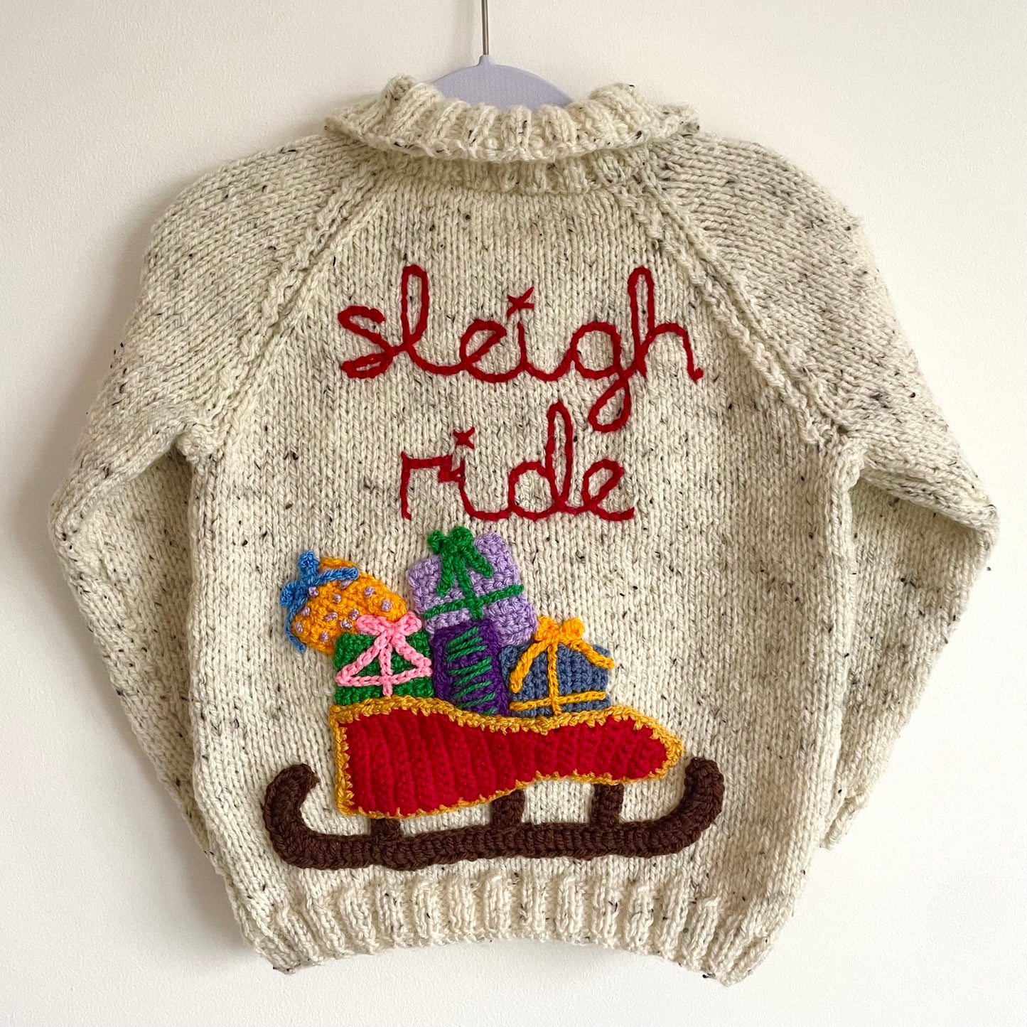 "Sleigh Ride” Handmade Cardigan Size Approx 3-4 Years