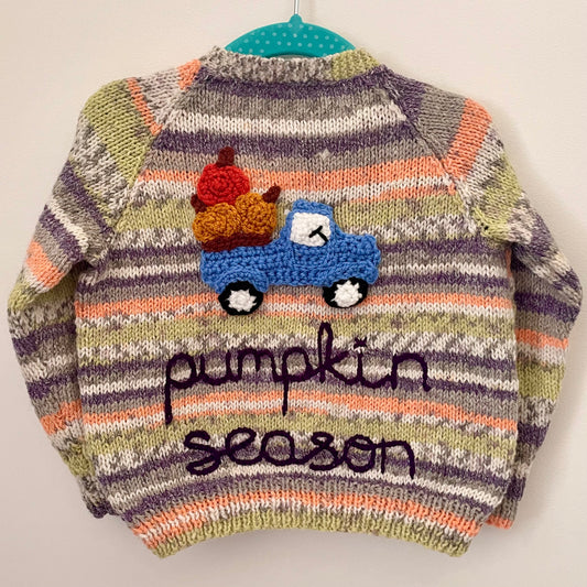 “Pumpkin Season” Handmade Cardigan Size Approx 1.5-2.5 Years