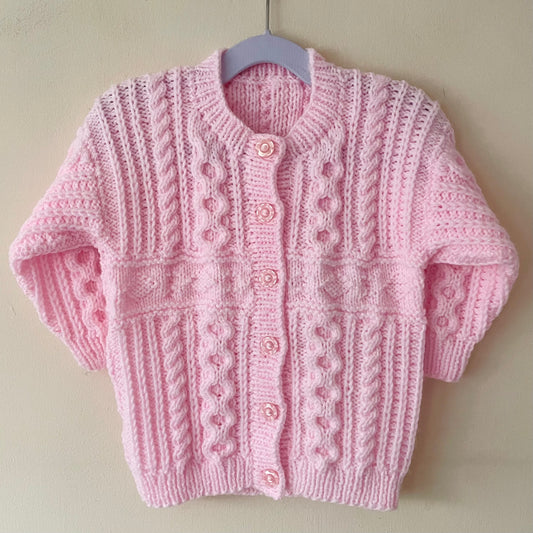 Unembellished Cable Knit Handmade Cardigan Size Approx 2-3 Years
