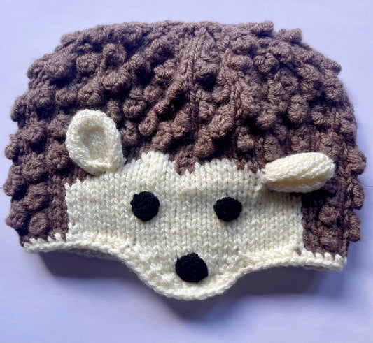 Hand Knitted Hedgehog Hat - Age 6-12 Months