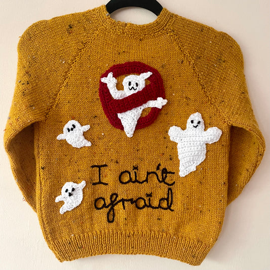 "I Ain't Afraid” Handmade Cardigan Size Approx 6-8 Years