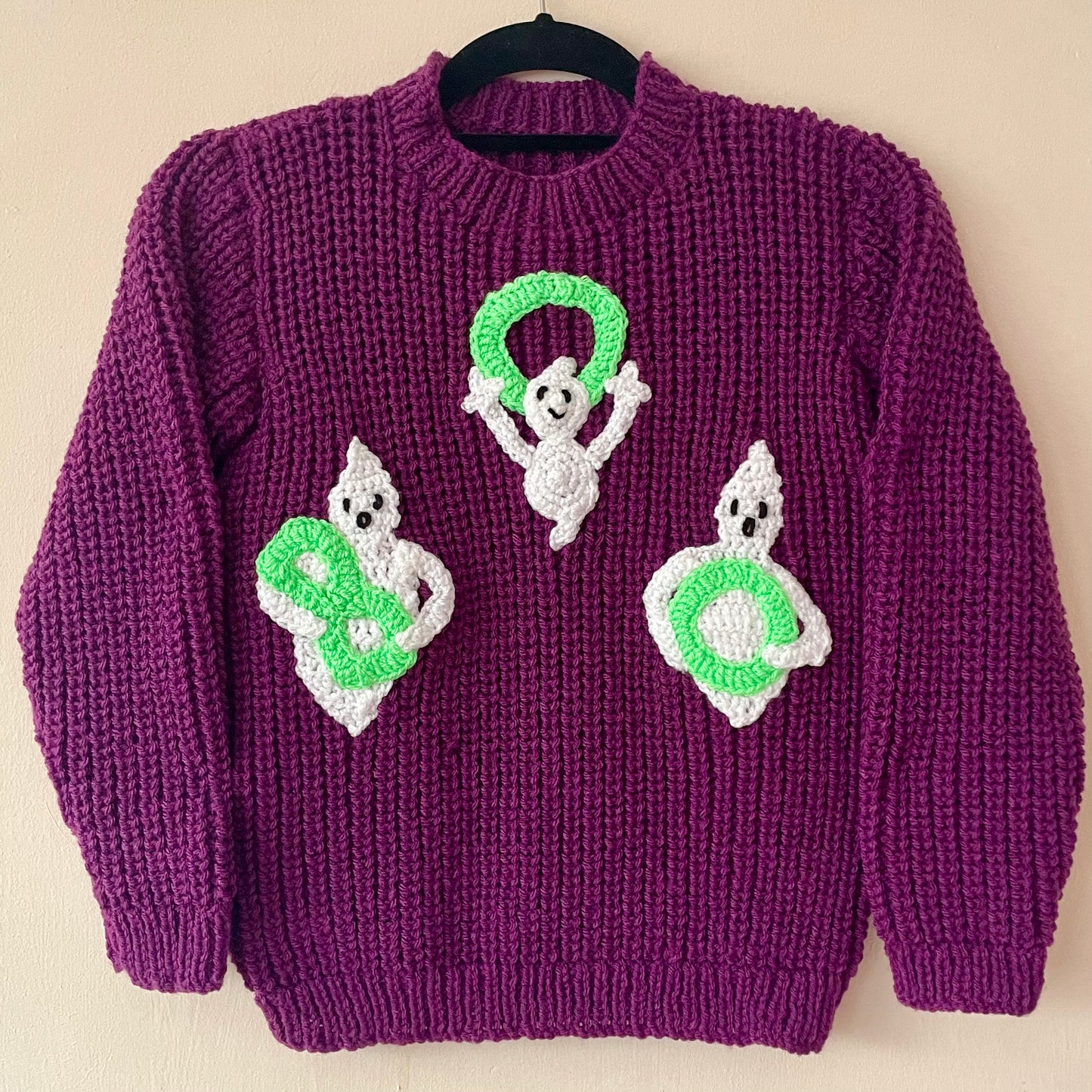"BOO!" Handmade Ribbed Jumper Size Approx 6-8 Years