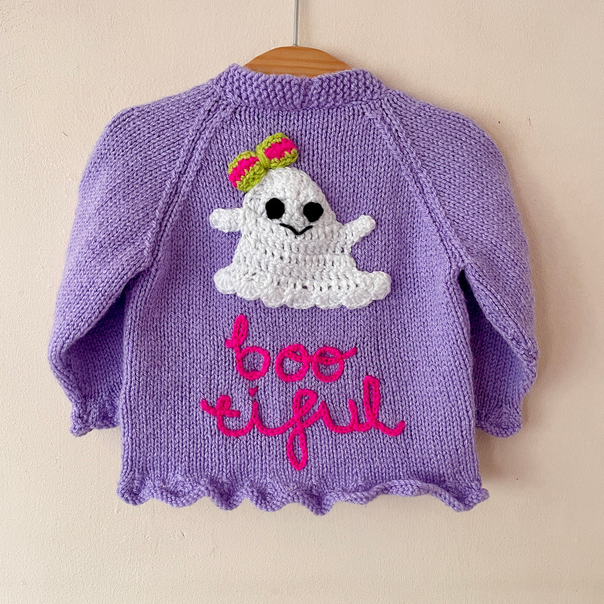 "Boo-tiful" Handmade Cardigan Size Approx 6-12 Months