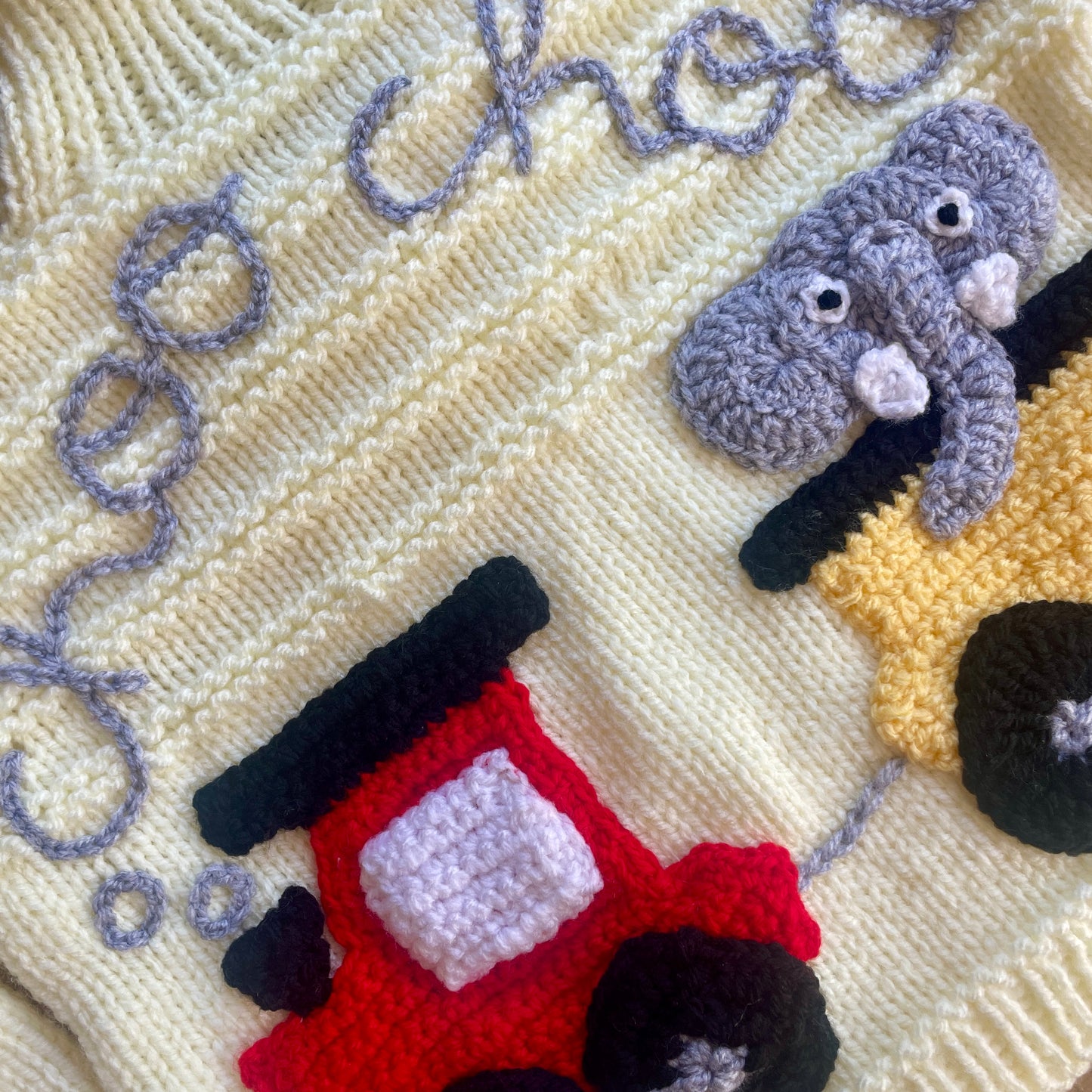 “Choo Choo” Handmade Cardigan Size Approx 1-2.5 Years
