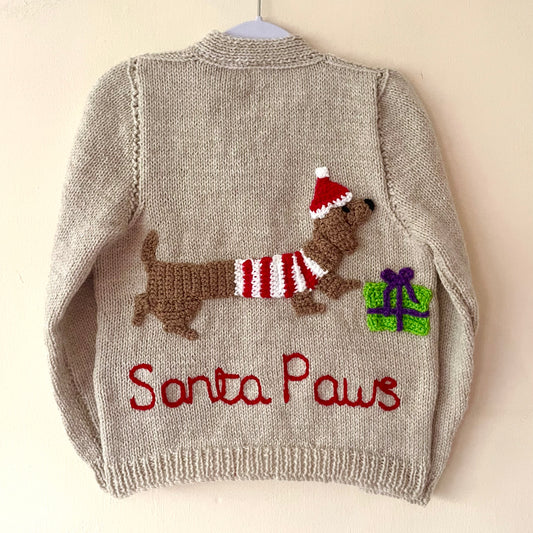 "Santa Paws” Handmade Cardigan Size Approx 4-5 Years