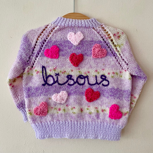 "Bisous” Handmade Cardigan Size Approx 1-2 Years