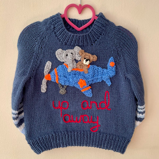 "Up And Away" Handmade Jumper Size Approx 2-3 Years