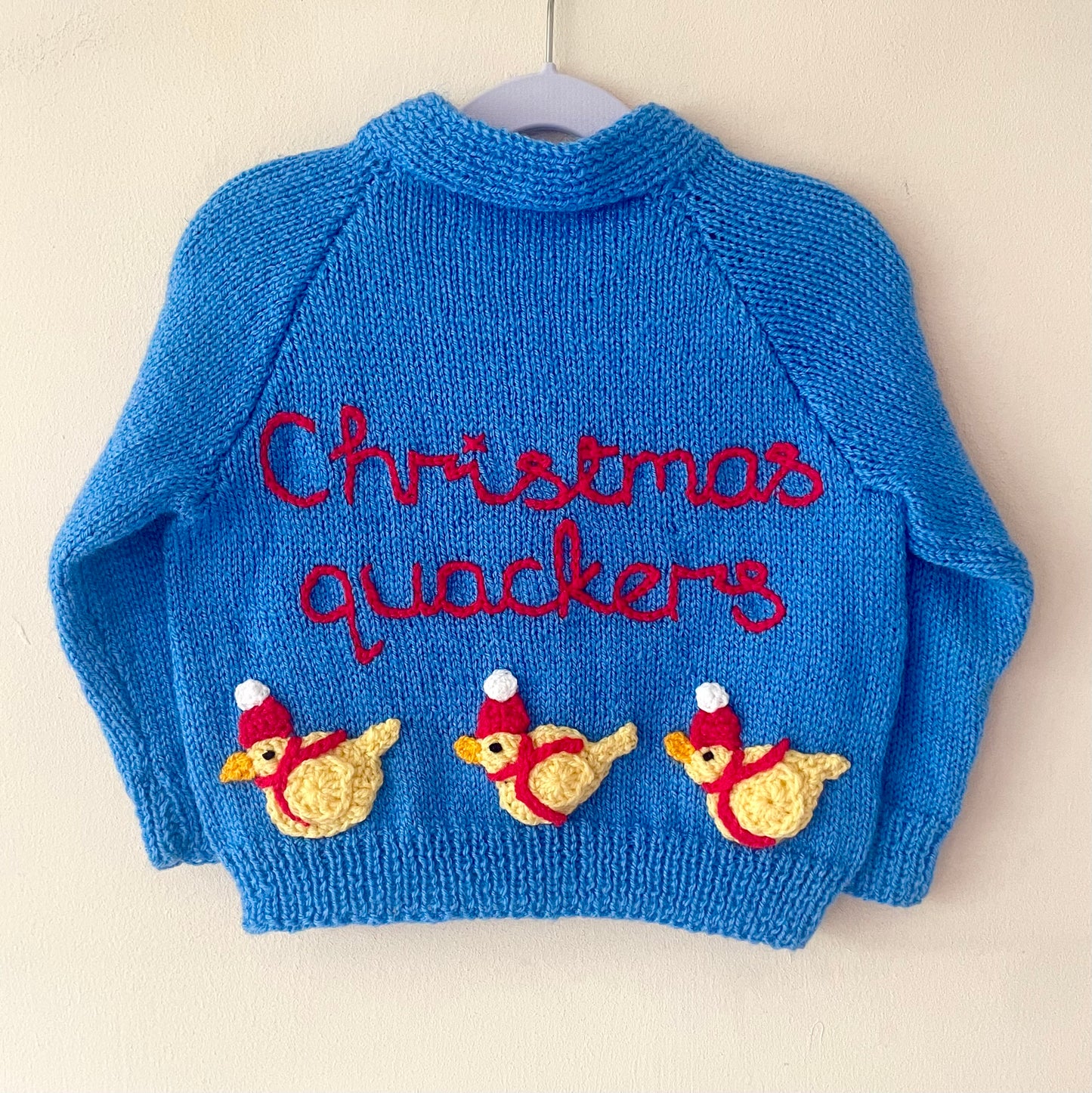 "Christmas Quackers” Handmade Cardigan Size Approx 2-3 Years
