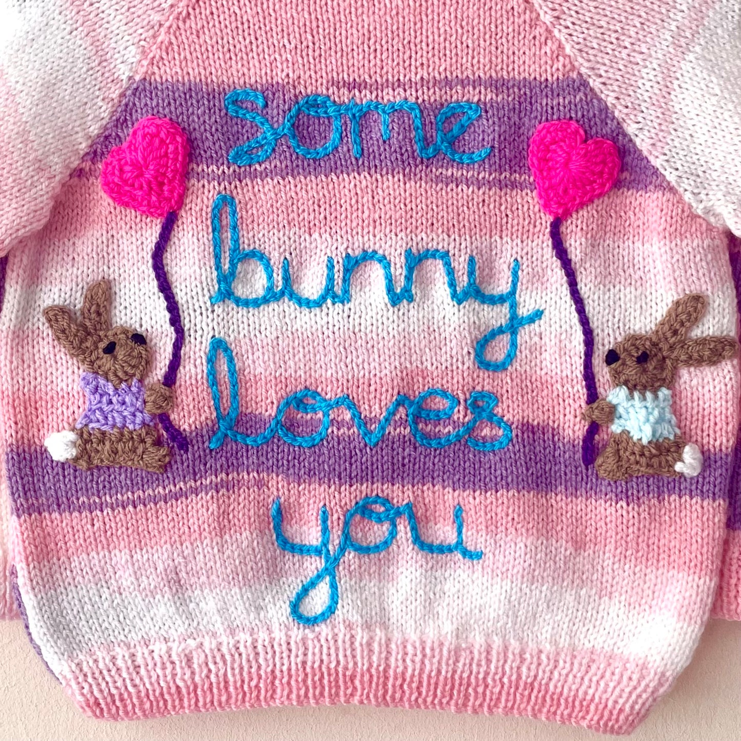 "Some Bunny Loves You” Handmade Cardigan Size Approx 2-3 Years