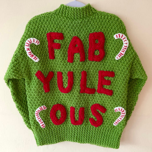 "FAB-YULE-OUS” Handmade Cardigan Size Approx 5-7 Years