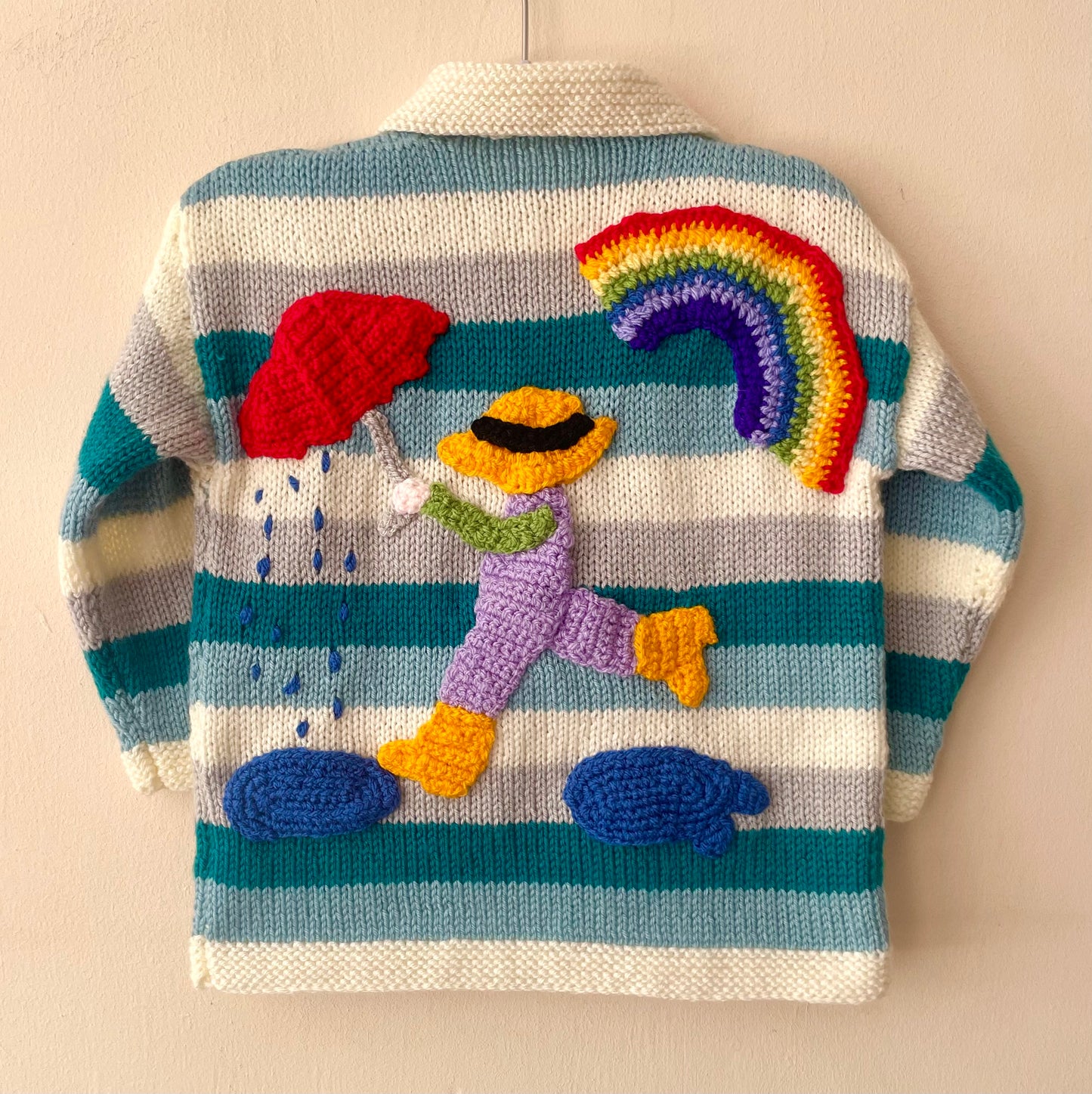 "The Rainy Day Club” Handmade Cardigan Size Approx 3-4 Years