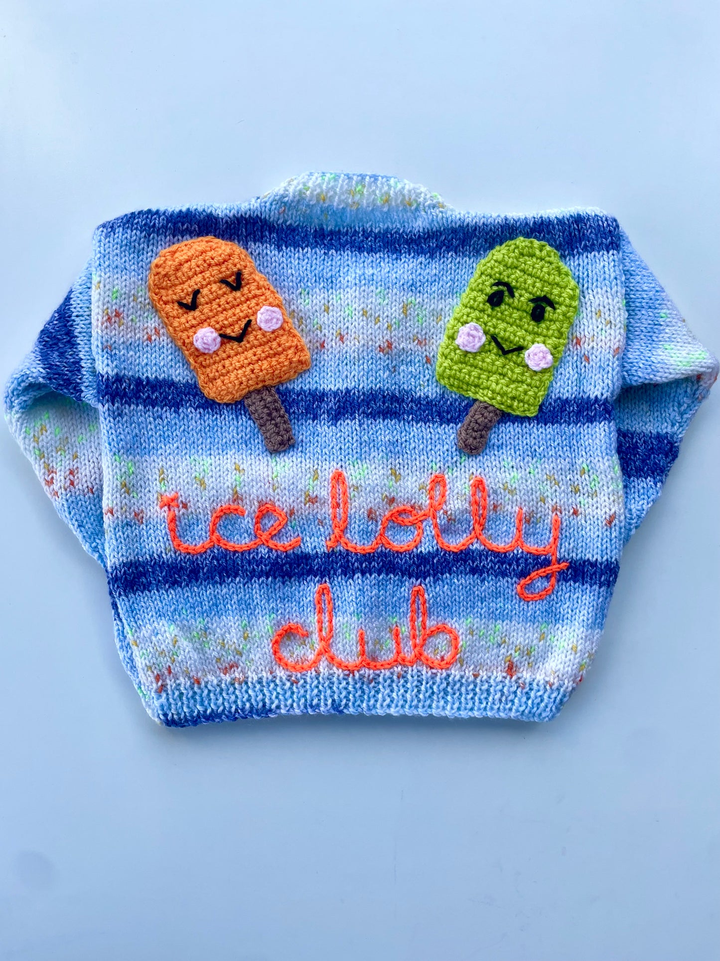 "Ice Lolly Club” Handmade Cardigan Size Approx 1-2 Years