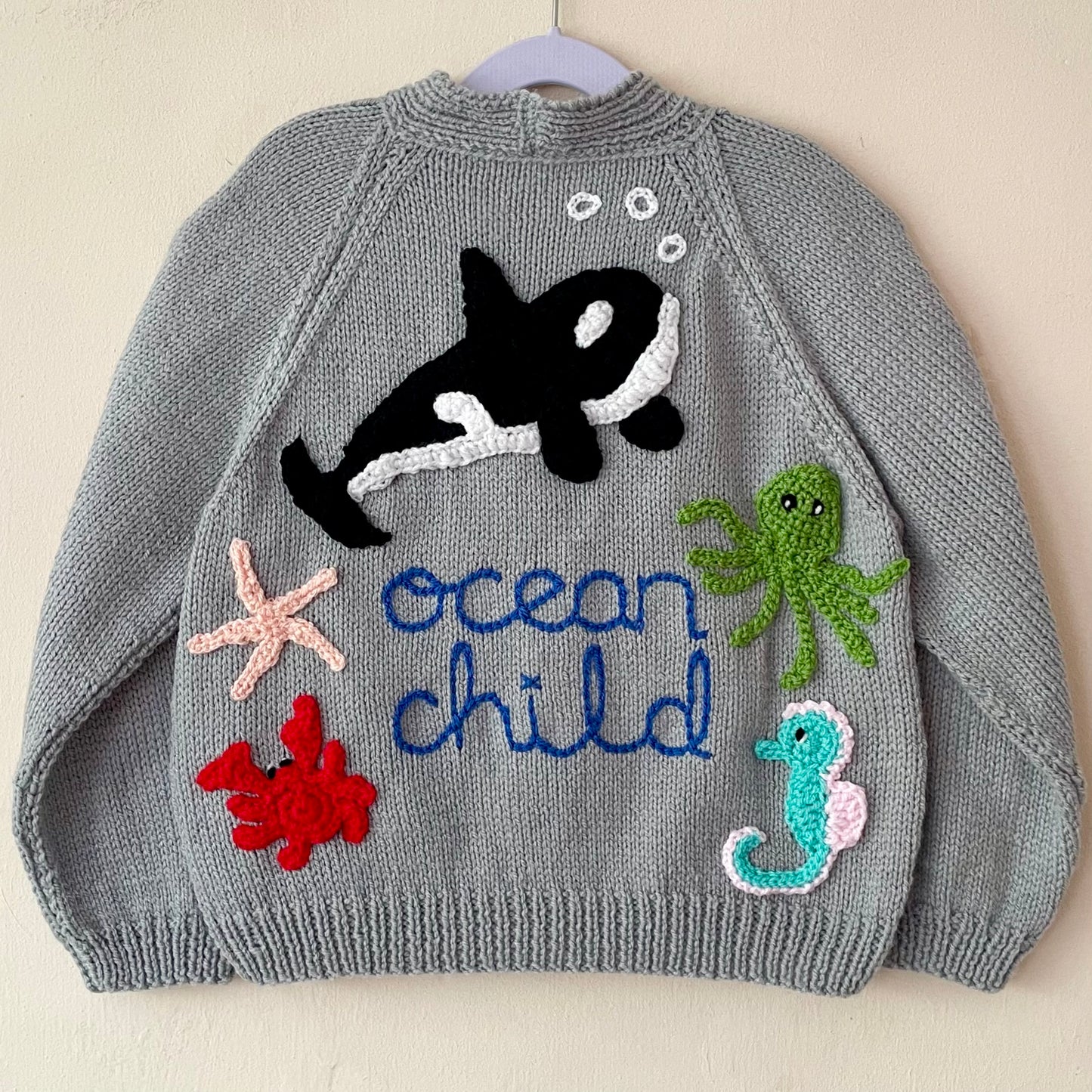 "Ocean Child” Handmade Cardigan Size Approx 5-7 Years