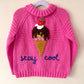 "Stay Cool” Handmade Cardigan Size Approx 3-5 Years