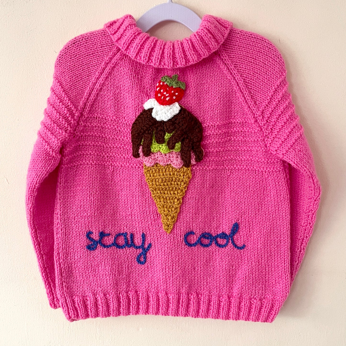 "Stay Cool” Handmade Cardigan Size Approx 3-5 Years