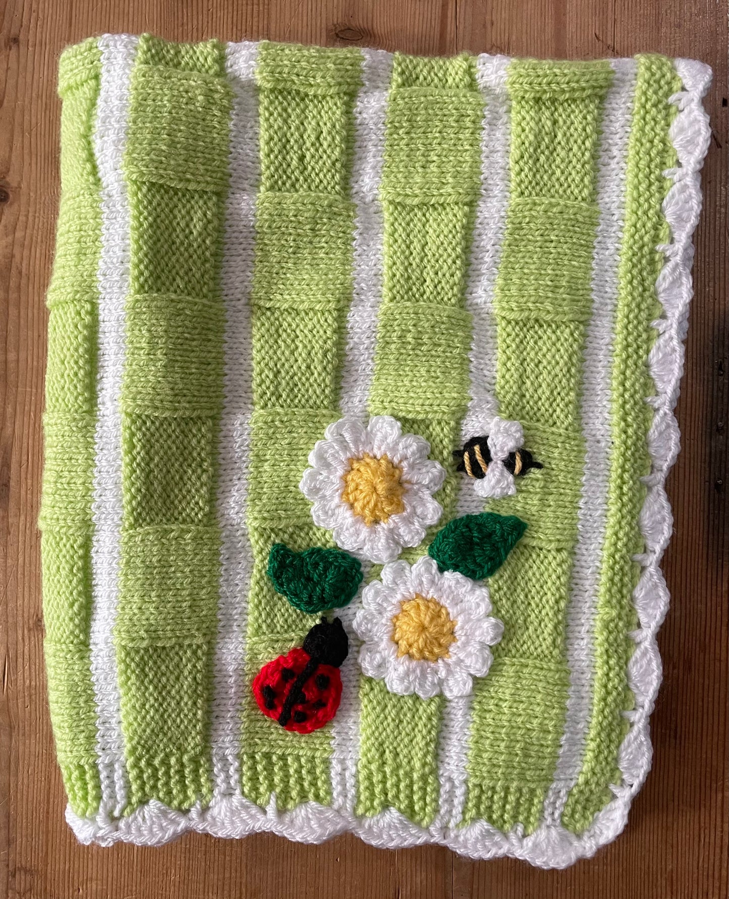 Handmade Bee and Ladybird Pram Blanket