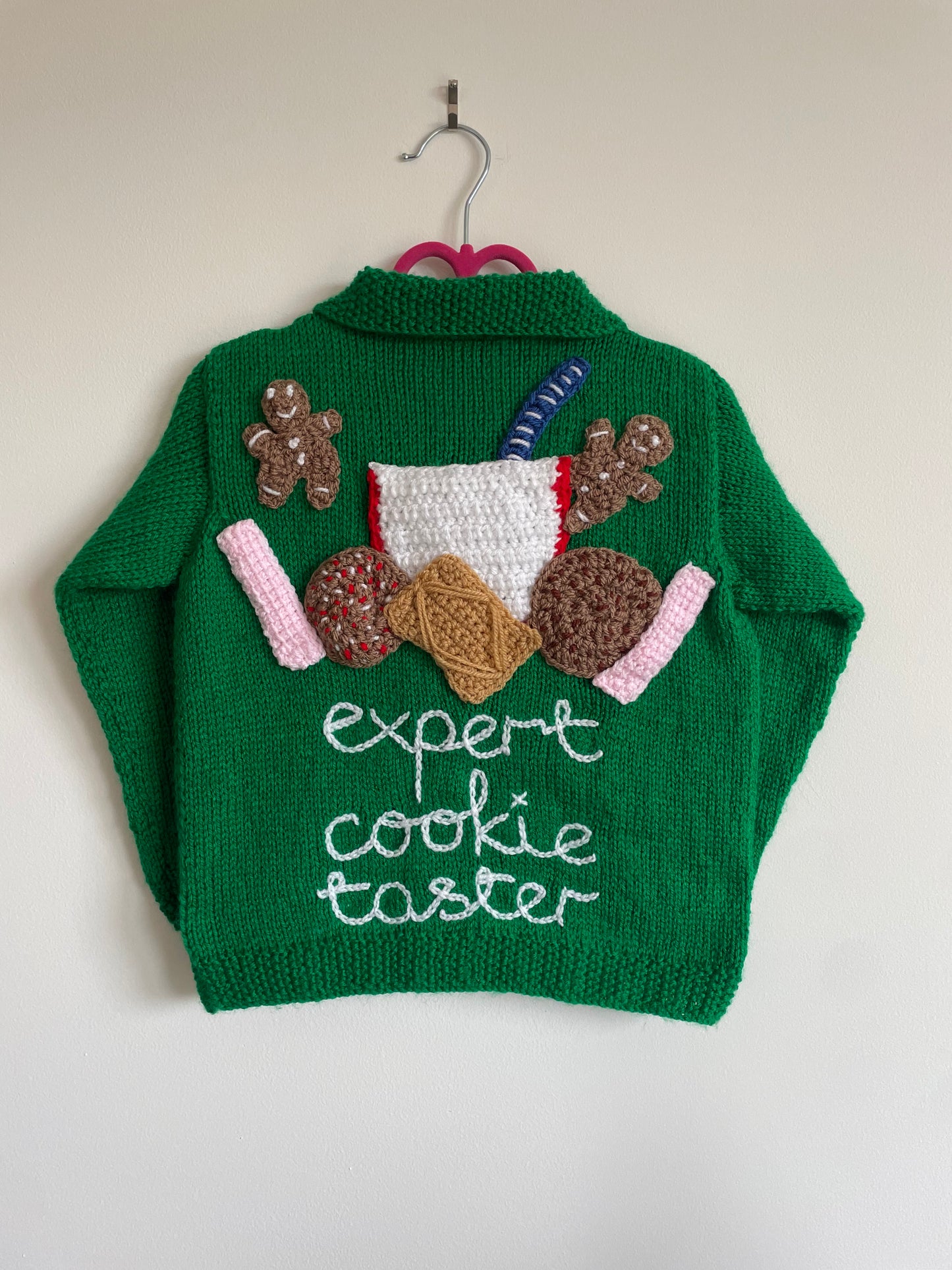 "Expert Cookie Taster" Handmade Cardigan Size Approx 2.5-3.5 Years