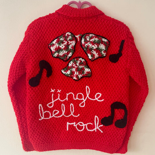"Jingle Bell Rock" Handmade Cardigan Size Approx 2-3 Years