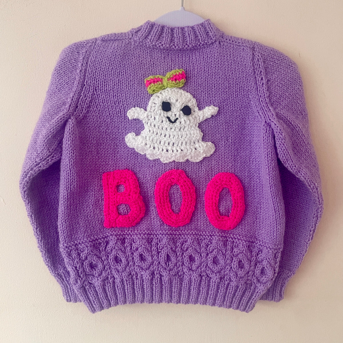 "Boo" Handmade Cardigan Size Approx 2-4 Years