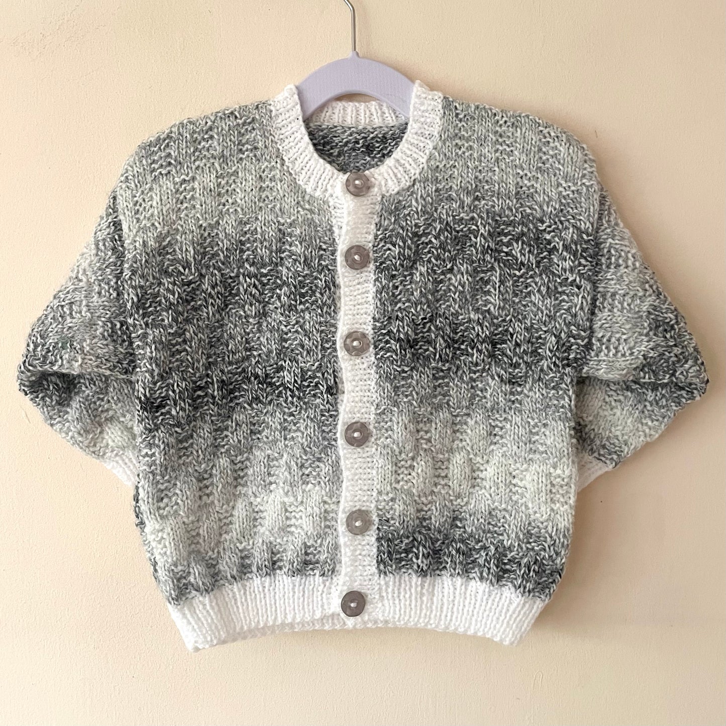 "Party Time” Handmade Grey Cardigan Size Approx 2-3 Years