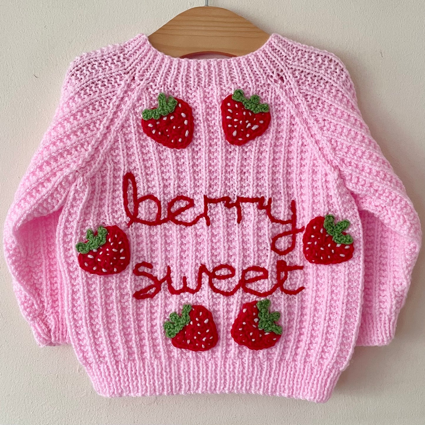 "Berry Sweet” Handmade Cardigan Size Approx 12-18 Months
