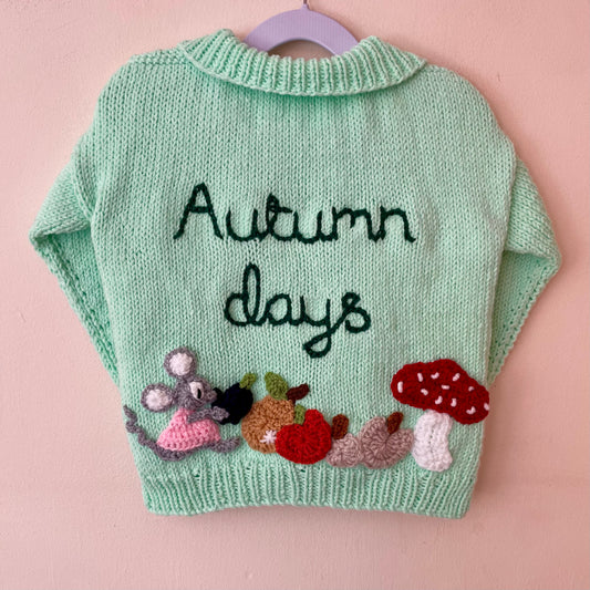 "Autumn Days" Handmade Cardigan Size Approx 3-5 Years