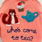 "Who's Come To Tea?" Handmade Cardigan Size Approx 4-5 Years