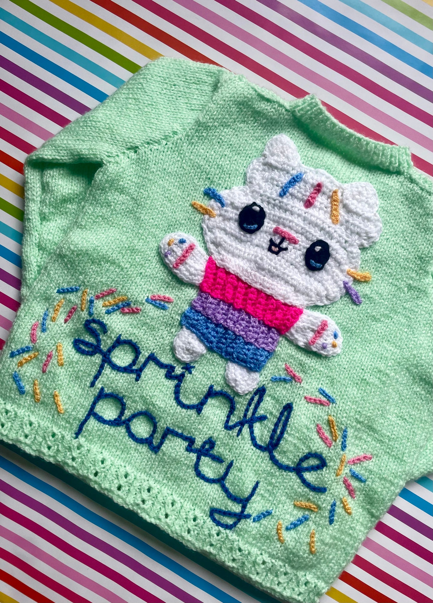 "Sprinkle Party” Handmade Cardigan Size Approx 4-5 Years