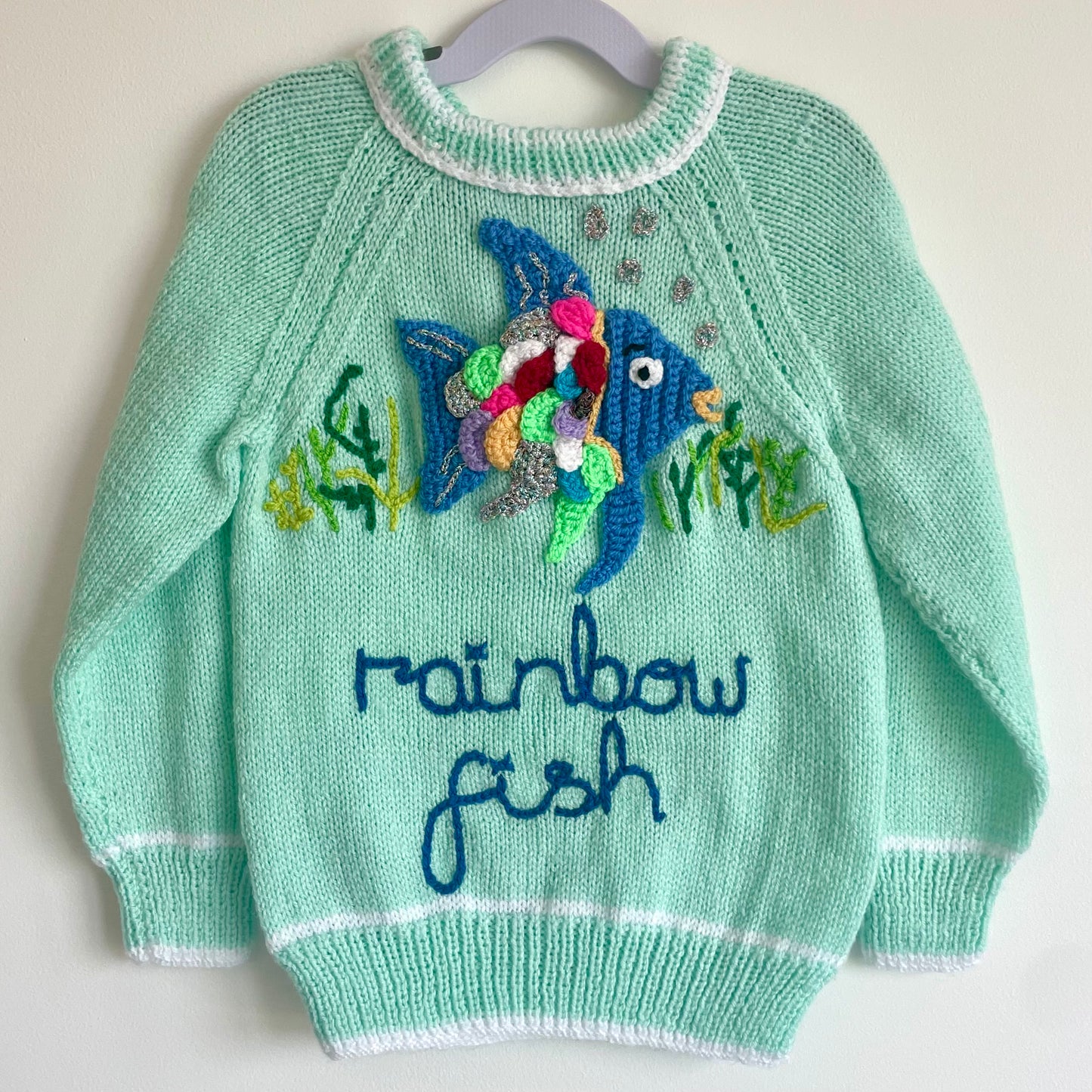 "Rainbow Fish" Handmade Jumper Size Approx 3-4 Years
