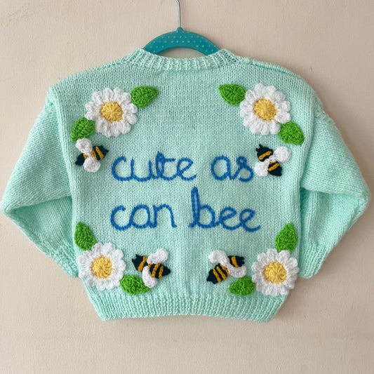 "Cute As Can Bee” Handmade Cardigan Size Approx 1.5-2.5 Years