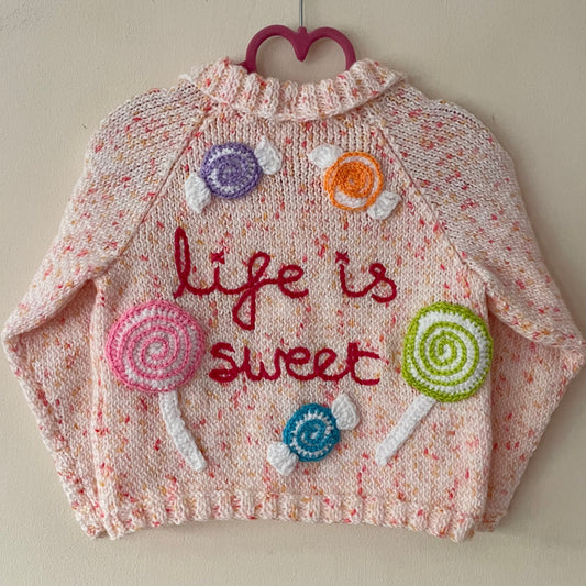 "Life Is Sweet" Handmade Jumper Size Approx 2-3 Years