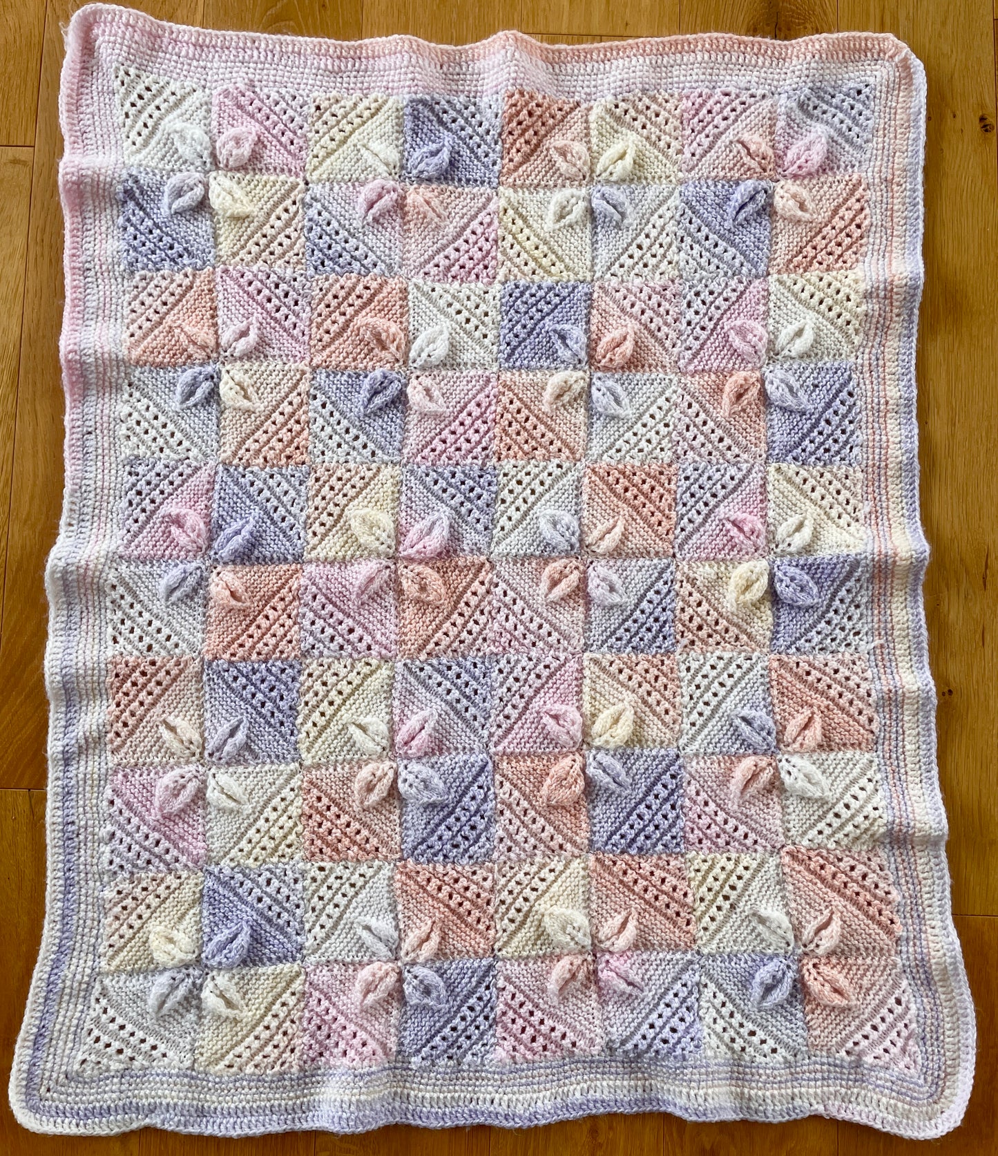 Large Pastel Floral Design Handmade Blanket