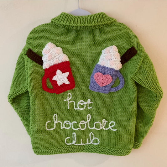 "Hot Chocolate Club" Handmade Cardigan Size Approx 3-5 Years