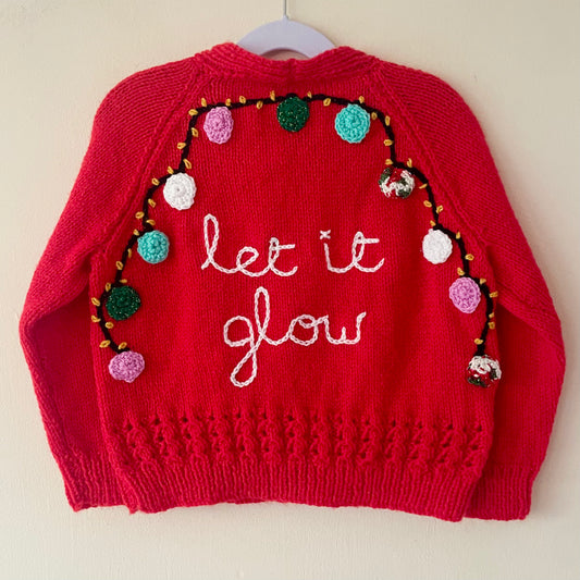 "Let It Glow” Handmade Cardigan Size Approx 3-4 Years