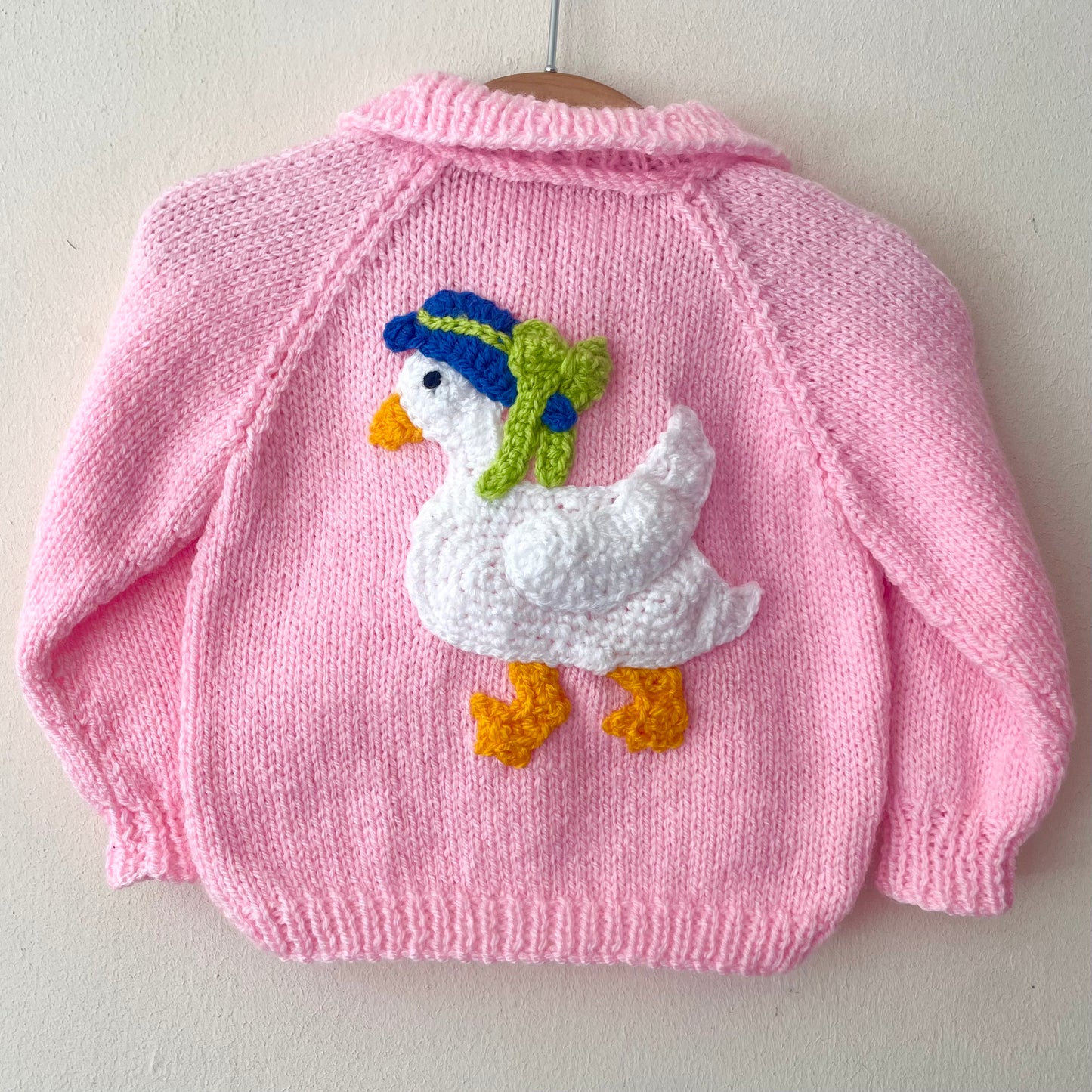 "Mother Duck” Handmade Cardigan Size Approx 0-6 Months