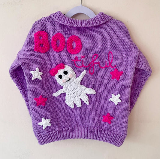 "BOO-tiful" Handmade Cardigan Size Approx 4-5 Years