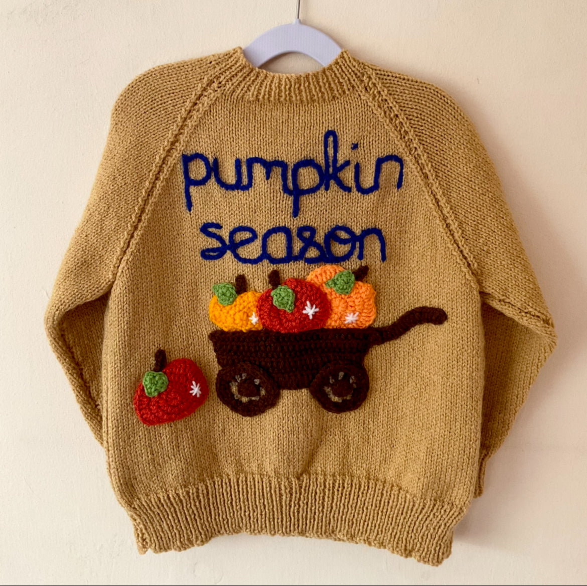 "Pumpkin Season" Handmade Cardigan Size Approx 5-7 Years
