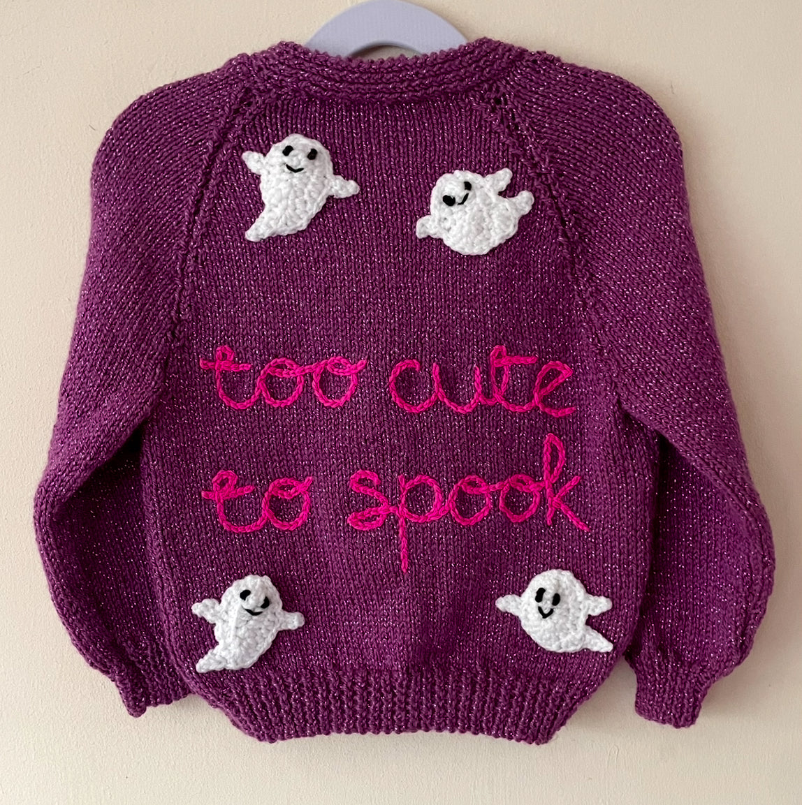 "Too Cute To Spook" Handmade Cardigan Size Approx 2-4 Years