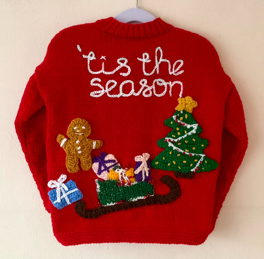 "’Tis The Season” Handmade Cardigan Size Approx 3-5 Years