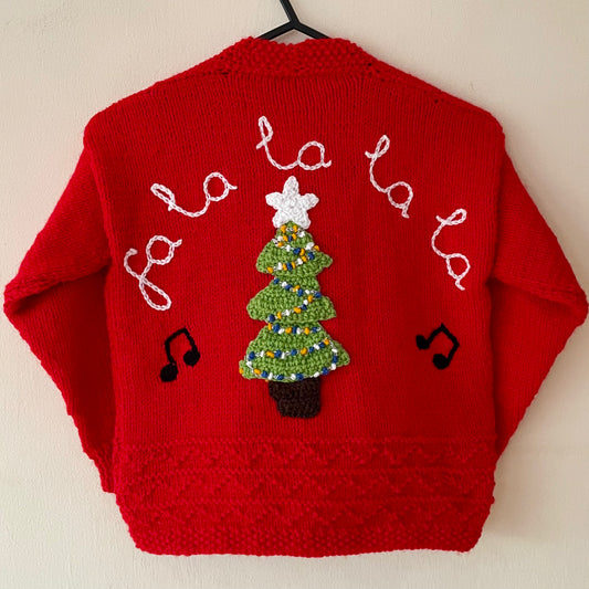 🎄Day 1🎄“Fa La La La La” Christmas Handmade Cardigan Size Approx 4-6 Years