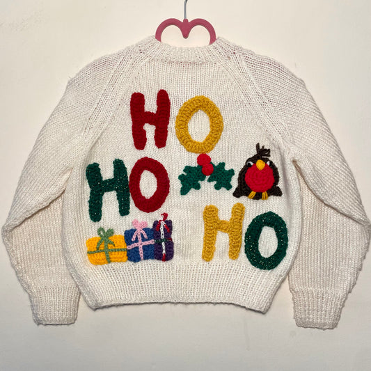 🎄Day 4🎄“HO HO HO” Christmas Handmade Cardigan Size Approx 2.5-3.5 Years