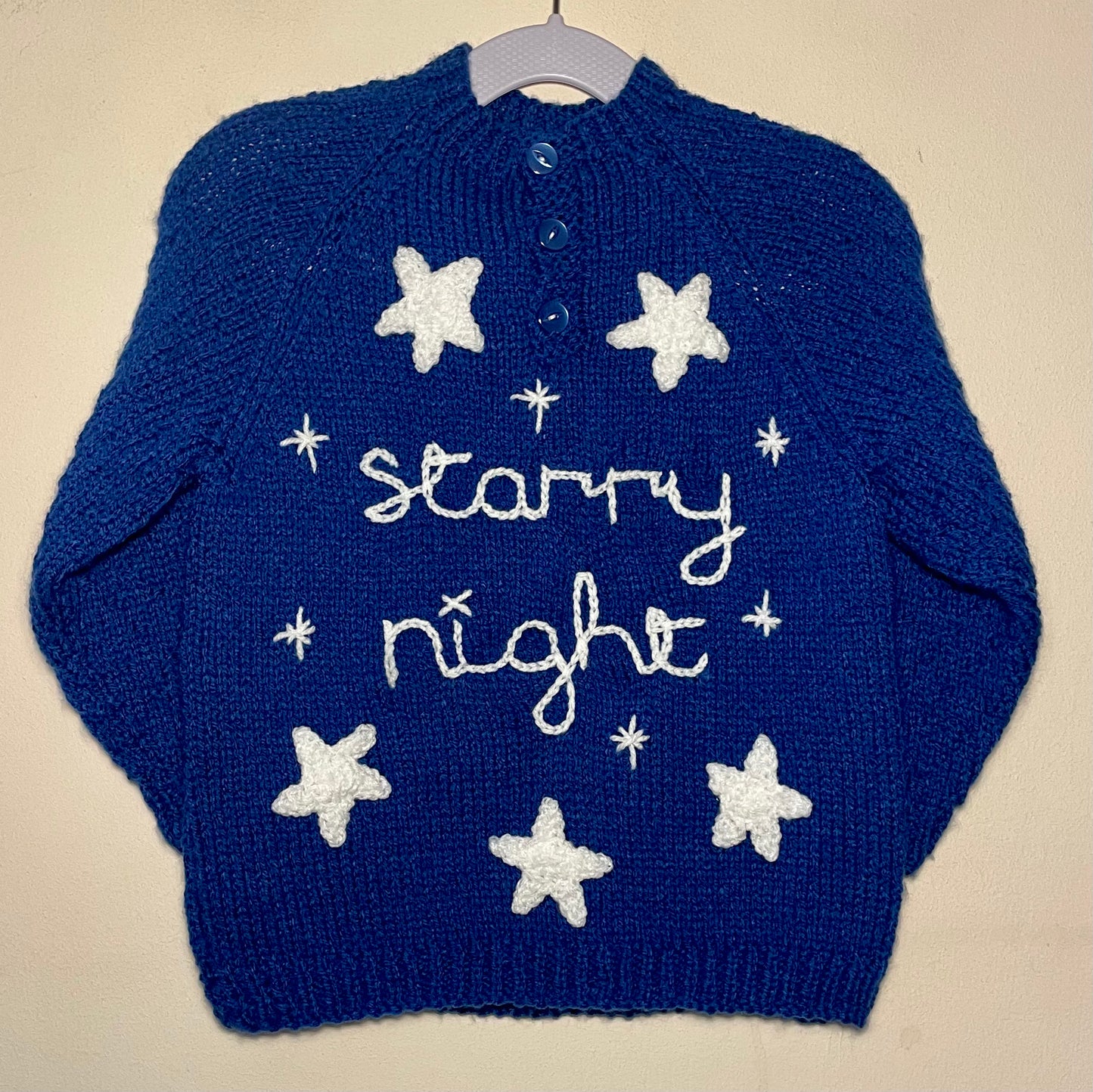 🎄Day 9🎄“Starry Night” Christmas Handmade Jumper Size Approx 2.5-3.5 Years