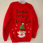 🎄Day 10🎄“Santa's Coming! I Know Him!” Christmas Handmade Cardigan Size Approx 5-7 Years