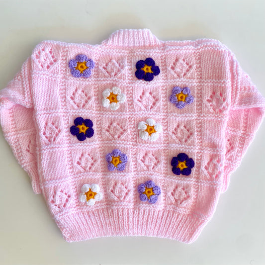 Handmade Floral Cardigan Size Approx 2-3 Years