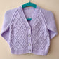 "Berry Sweet” Lilac Handmade Cardigan Size Approx 6-12 Months